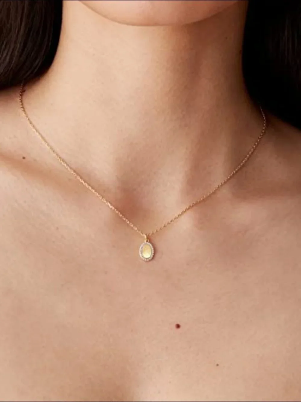 14K Gold Plated Dainty Cubic Zirconia Pendant Necklace